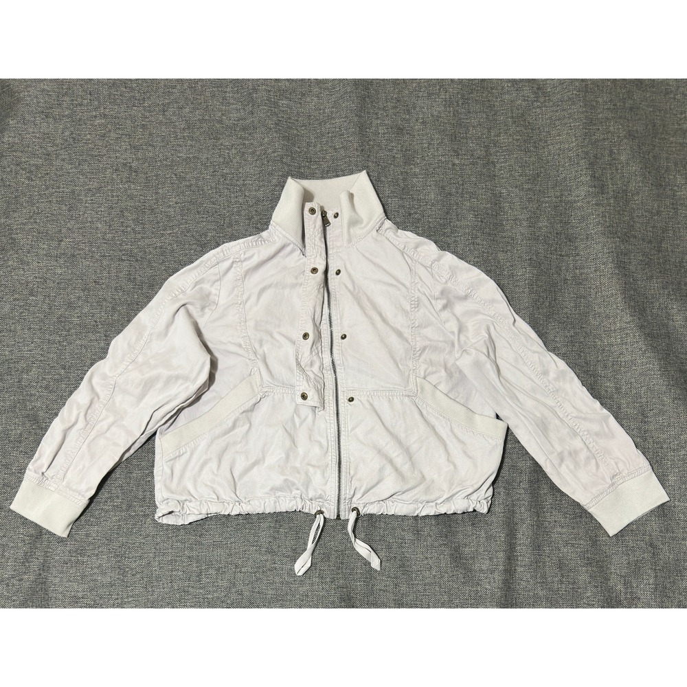 Sonoma Women XXL Full Zip Bomber Jacket Light Gray Drawstring Hem Lyocell Blend